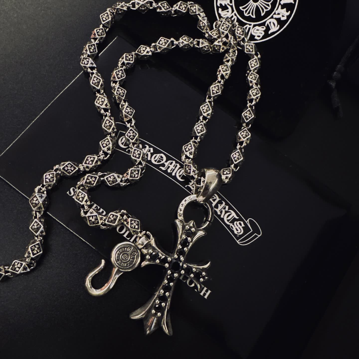 Chrome Hearts Silver Cross Pendant Necklace